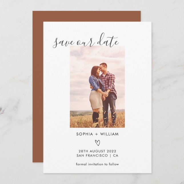 Boho Terracotta Wedding Foto Save the Date (Vorne/Hinten)