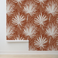 Boho Terracotta White Palm Leaf Druckmuster