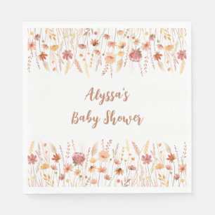 Boho Terracotta Wildblume Babydusche Serviette