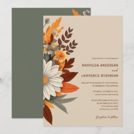 Boho Terracotta Wildblume Floral Hochzeit im Herbs Einladung