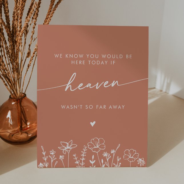 Boho Terracotta Wildflower Heaven Wedding Memorial Sockelschild (Von Creator hochgeladen)