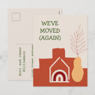 Boho Terracotta Wir haben wieder eine neue Adresse Feiertagspostkarte