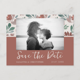 Boho Terrakotta & Beige Save-the-Date Hochzeit Postkarte