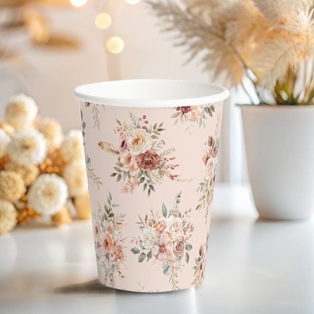 Boho-Terrakotta-Blumen-Baby-Party Pappbecher (Von Creator hochgeladen)