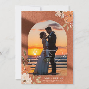 Boho Terrakotta Blumen- Bogen Foto Save The Date