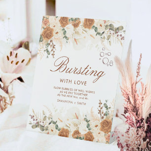 Boho-Terrakotta-Blumen „Bursting with Love“ Sockelschild