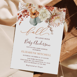 Boho-Terrakotta-Blumen-Herbst-Baby-Party Einladung