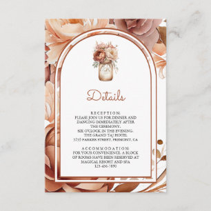 Boho-Terrakotta-Blumen-Mason-Glas-Hochzeitsdetails Begleitkarte
