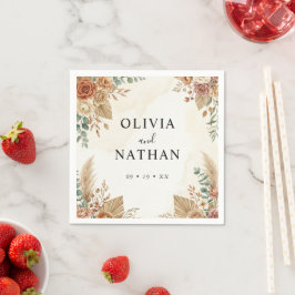 Boho-Terrakotta-Blumen-Pampas-Hochzeitsservietten Serviette
