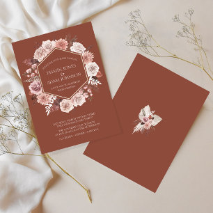 Boho-Terrakotta-Blumenkranz-Hochzeit Einladung