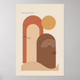Boho-Terrakotta-Bögen-Mid-Century-Poster Poster