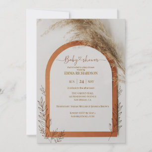 Boho Terrakotta-Bogen Pampas Gras Babyparty Einladung