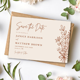 Boho Terrakotta Braunorange Rustikale Hochzeit Save The Date