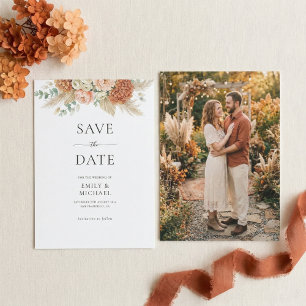 Boho-Terrakotta-Floral-Hochzeit Save The Date Kart