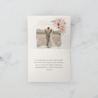 Boho-Terrakotta-Floral- und Pampasgras-Hochzeit Dankeskarte