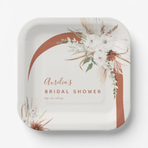 Boho-Terrakotta-Floralbogen-Papierteller Pappteller