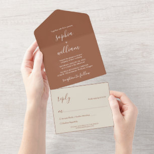 Boho-Terrakotta-Hochzeit All In One Einladung