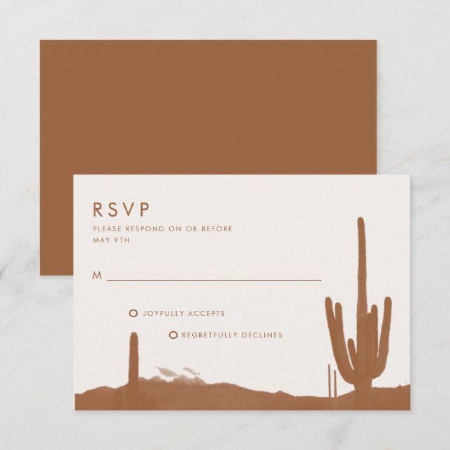 Boho-Terrakotta-Kaktus-Wüstenhochzeit RSVP Karte (Vorne/Hinten)