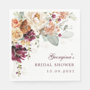 Boho Terrakotta Marine Rote Florale Hochzeitsshowe Serviette