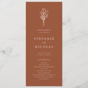 Boho-Terrakotta-Minimalist-Botanicals-Hochzeit Programm