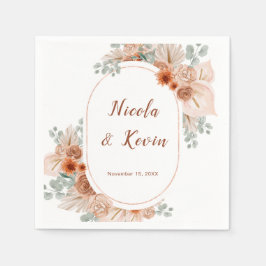Boho-Terrakotta-Pampasgras-Hochzeit Serviette