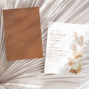 Boho Terrakotta Pampasgras Orchideen Hochzeit Einladung