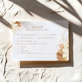 Boho-Terrakotta-Pampasgras-Orchideen-Hochzeit RSVP Karte