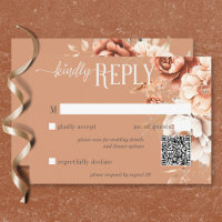 Boho Terrakotta Pfirsich & Creme Blumen QR Code