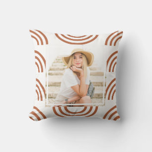 Boho Terrakotta Regenbogen Foto Kissen