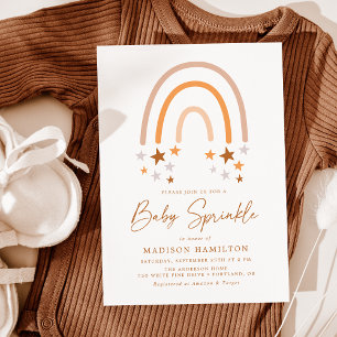 Boho-Terrakotta-Regenbogen-und-Sterne-Baby-Sprinkl Einladung