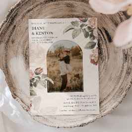 Boho-Terrakotta-Rosen-Salbei-Grünzeug-Hochzeit | Einladung