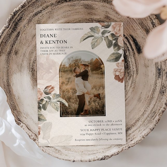 Boho-Terrakotta-Rosen-Salbei-Grünzeug-Hochzeit | Einladung (Von Creator hochgeladen)