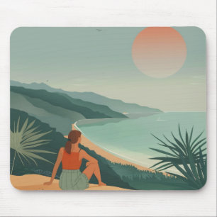 Boho Terrakotta-Salbei-Küstenbucht-Sonnenuntergang Mousepad