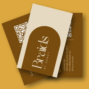 Boho-Terrakotta-Torbogen-Haarflechter QR-Code Visitenkarte