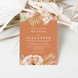 Boho-Terrakotta-Tropen-Blumen- und Palmenhochzeit Einladung