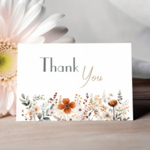 Boho-Terrakotta-Wildblumen-Baby-Party Dankeskarte
