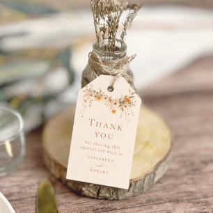 Boho Terrakotta Wildblumen Hochzeits-Dankeschön Geschenkanhänger