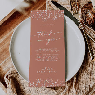 Boho-Terrakotta-Wildflower-Dankeschön-Platzkarte Menükarte