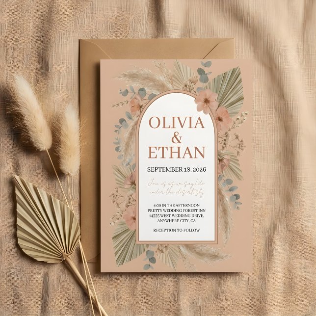 Boho-Terrakotta-Wüstenbogen-Hochzeitseinladung Einladung (Von Creator hochgeladen)