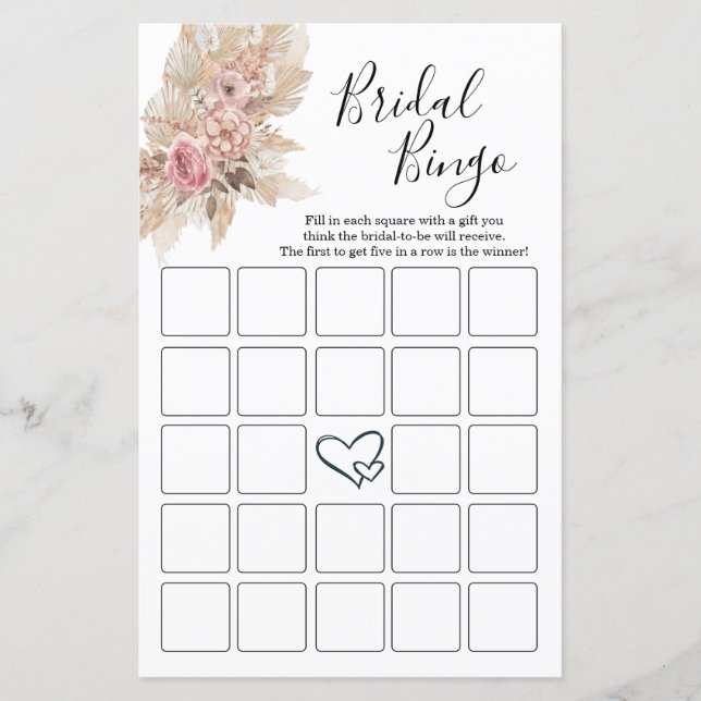 Boho Theme Brautparty Bingo Cards (Vorderseite)