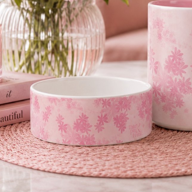 Boho Think Pink Watercolor Blumenmuster  Napf (Von Creator hochgeladen)