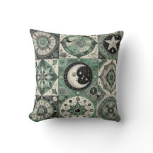 Boho Throw Pillow Moon und geometrischer Akzent