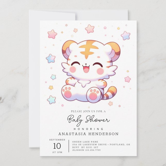 Boho Tiger Baby Shower Einladung (Vorderseite)