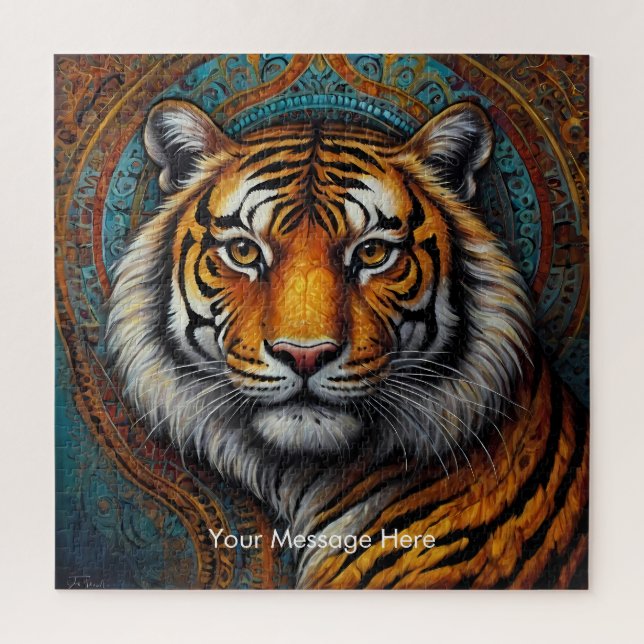 Boho Tiger Puzzle - Lebhafter Dschungel (Vertikal)