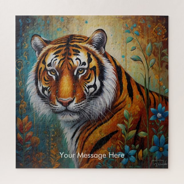 Boho Tiger Puzzle - Lebhafter Dschungel (Vertikal)