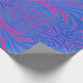 Boho Tiger Stripe Pink und Blau Geschenkpapier