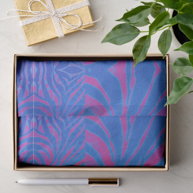 Boho Tiger Stripe Pink und Blau Seidenpapier (Geschenk)