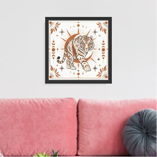 Boho-Tiger-Zeltsonne-Ornamentale-Tierkunst Leinwanddruck
