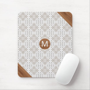 Boho Tile Bamboo Monogram Mouse Pad Mousepad
