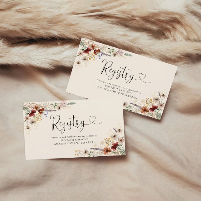 Boho Tiny Wildblume Baby Shower Registry Begleitkarte (Von Creator hochgeladen)